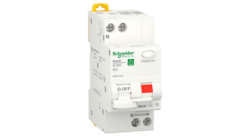FI / LS Switch Resi9, 2 Poles, 20A, B, 30mA, 6kA